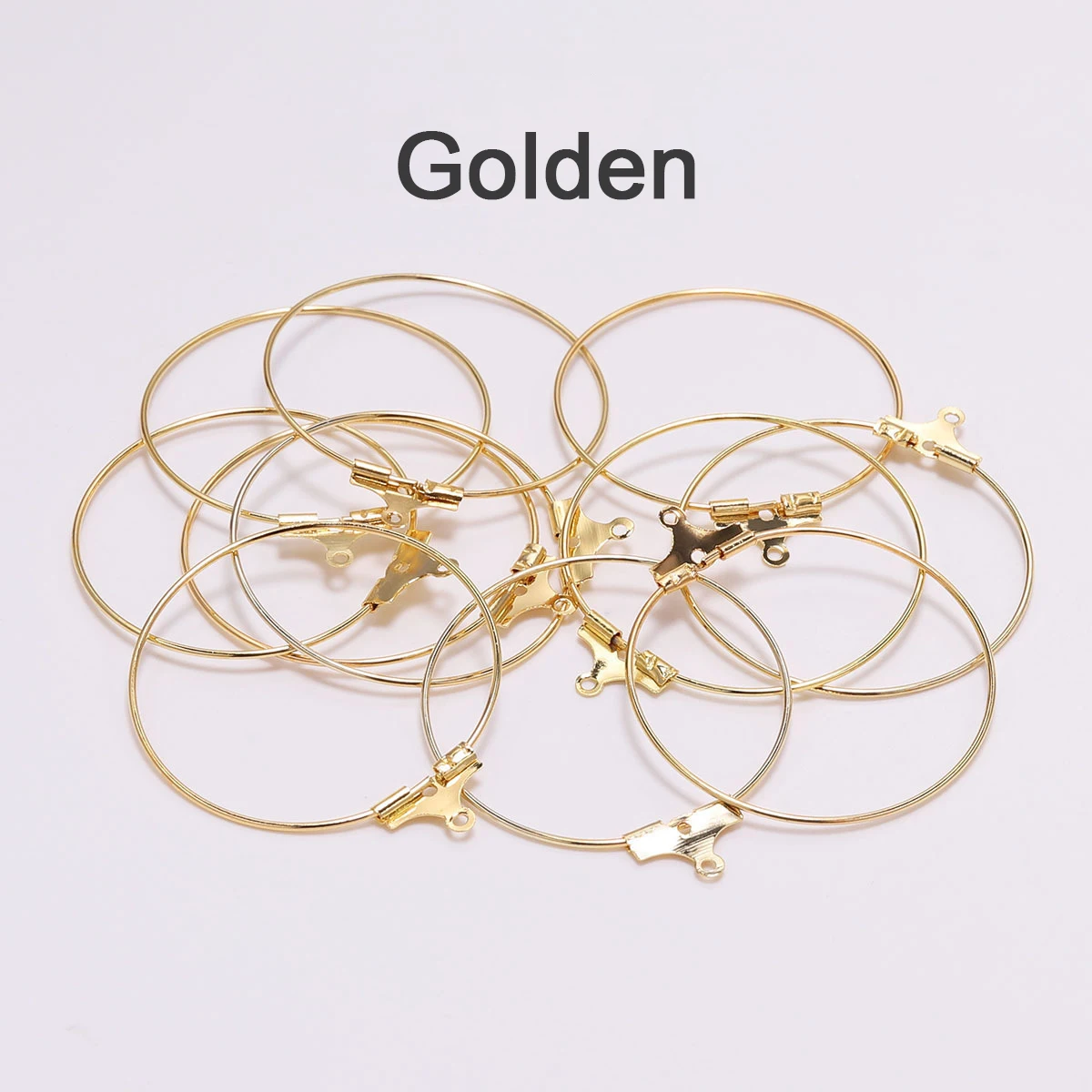 20PCS/Set Big Round Wire Earring Hoops, 25/30/35/40mm Circle Earring Hooks, Metallic Plated Findings for DIY Earring Making