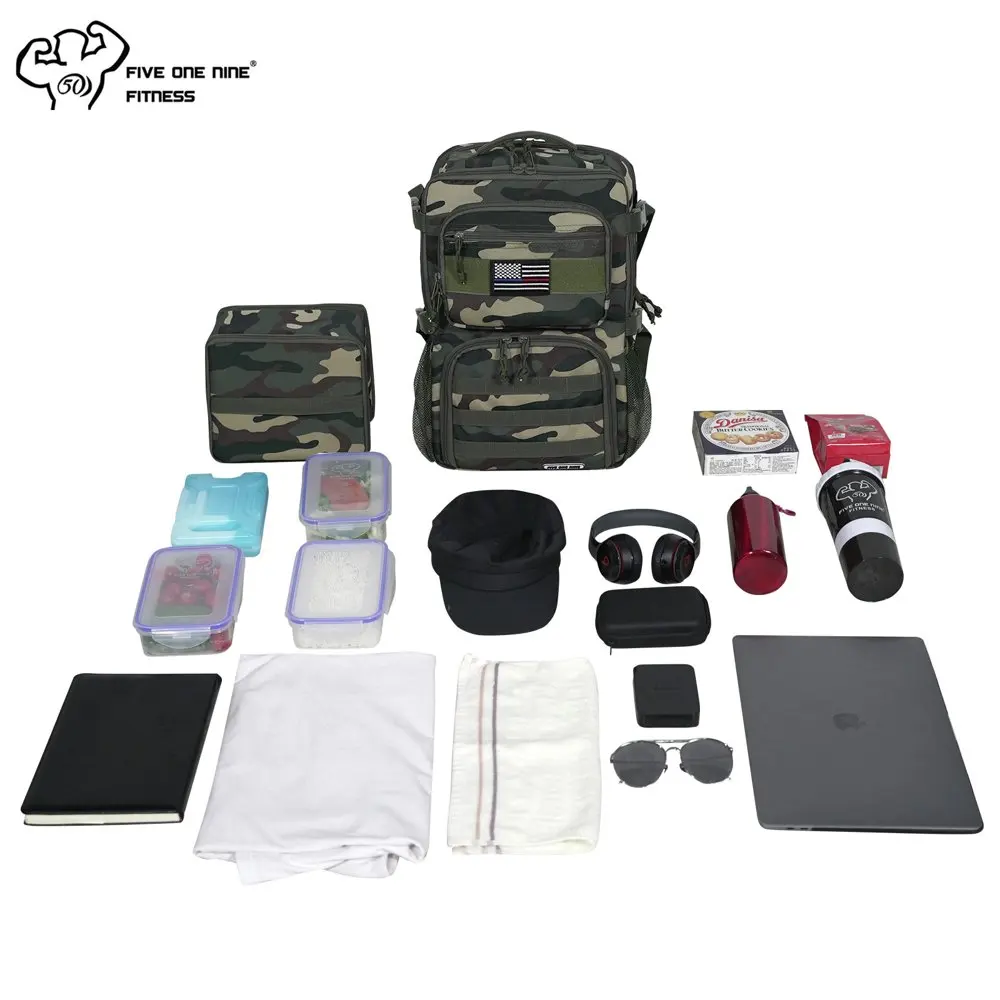 Tactical Meal Prep Backpack, Insulated Lunch Backpack with Removable Meal Compartment, Adult Lunch Rucksack for Hiking Camping C