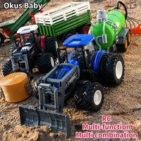 rc farm tractors car trailer 2 4g radio controlled cars farming simulator truck miniature farmer animal model toys children boy
