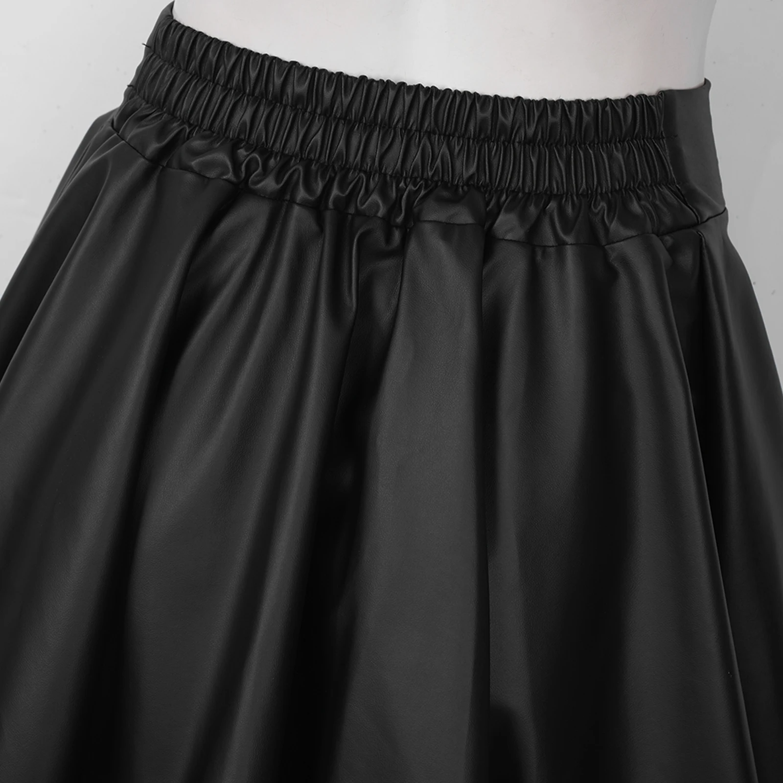 Женская Расклешенная юбка из искусственной кожи с завышенной талией