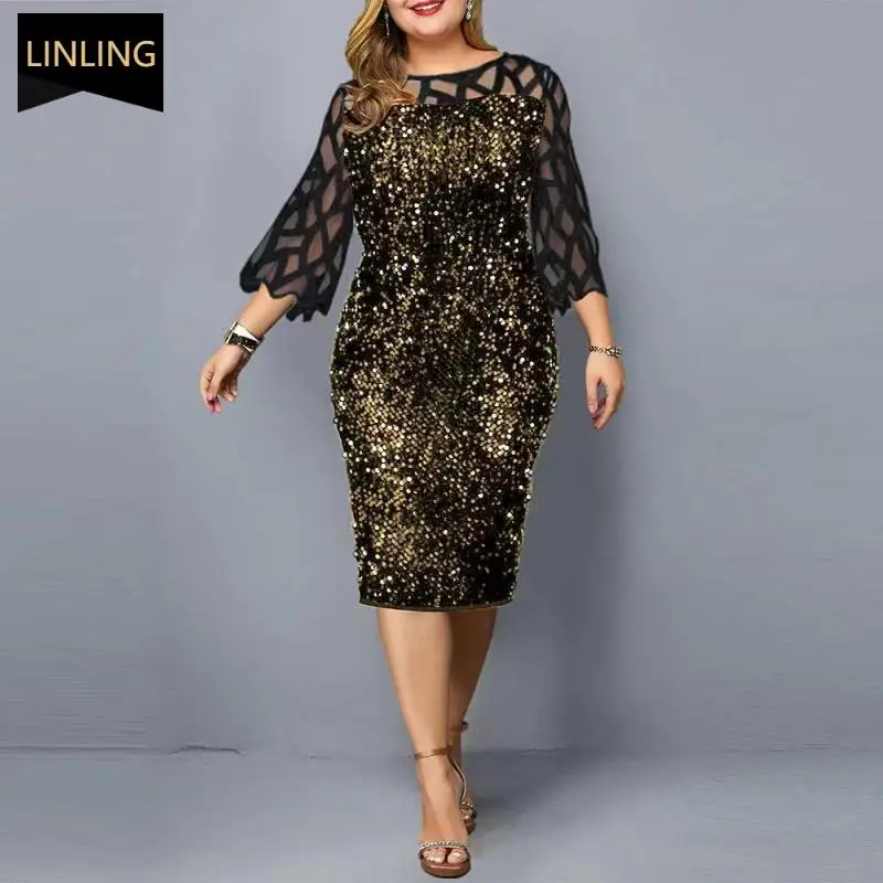 Mother Of The Bride Groom Dresses Plus Size Everyday Burgundy Elegant Party Wedding Sequins Women Clothing 4xl 5xl 6xl Summer