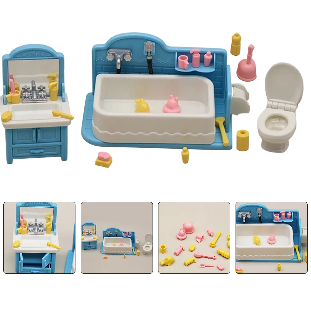 

House Wash Basin Miniature Toy Bathroom Props Accessories Household Micro Landscape Bathtub Plastic Toilet Child