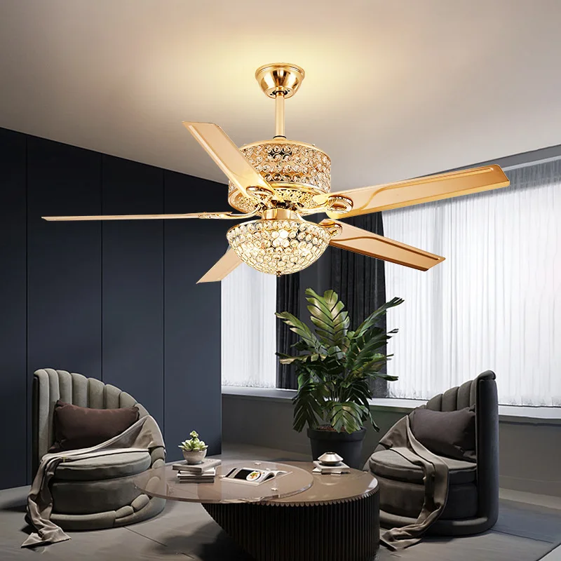 

Американский роскошный хрустальный потолочный вентилятор, лампа для гостиной, спальни с дистанционным управлением, регулируемая скорость, функция таймера