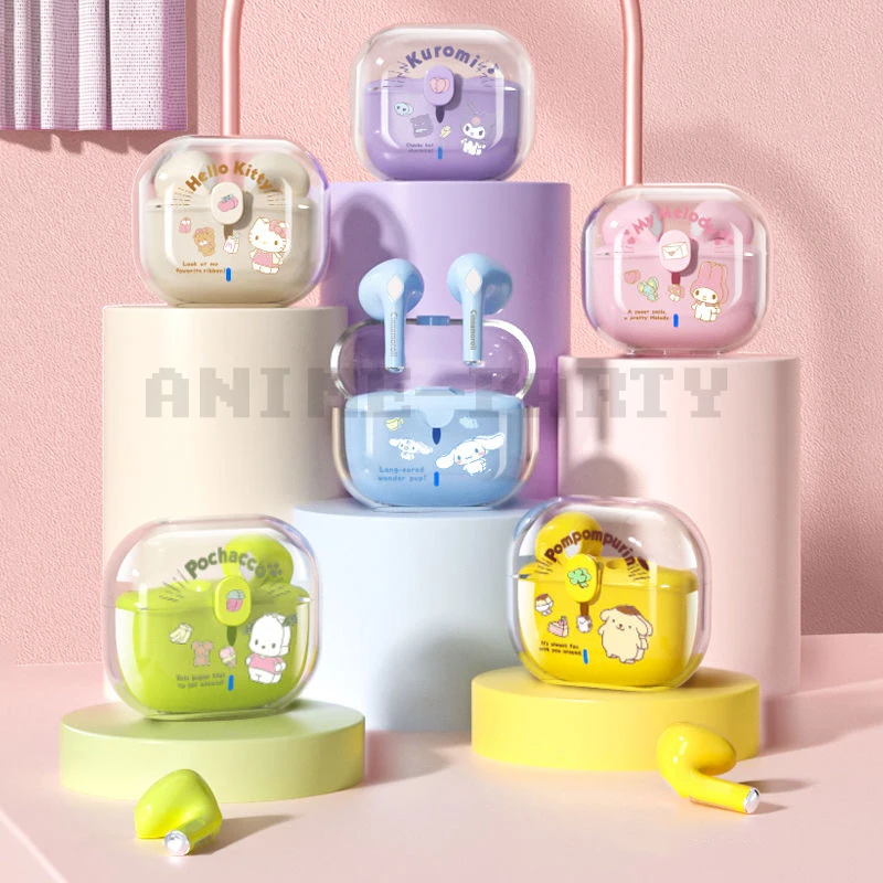 Kawaii Kuromi Bluetooth наушники Cinnamoroll настоящая беспроводная гарнитура Kitty Sport