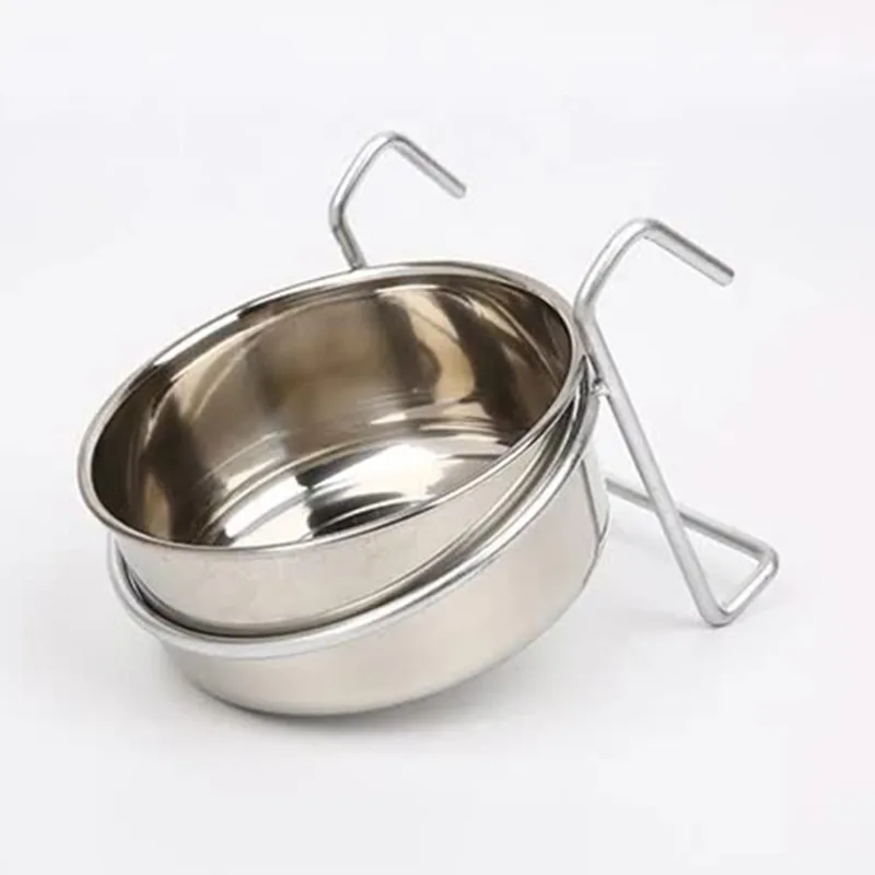 Stainless Steel Hanging Pet Bowls Dog Crate Bowl Food Water Bowls With Hook Cage Coop Cup For Cat Puppy Bird Pets images - 6