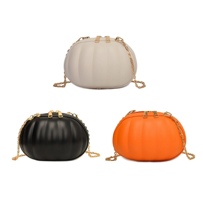 

Trendy Halloween Small Shoulder Bag Creative Pumpkin Shape Chain Messenger Bags Perfect for Parties