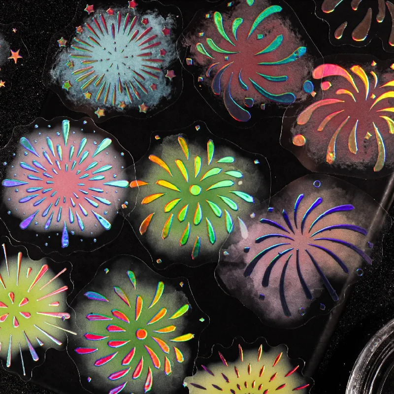 20PCS Fireworks Theme Stickers DIY Handbook Scrapbook Photo Frame Thermal Mug phone case water cup notebook adhesive tape