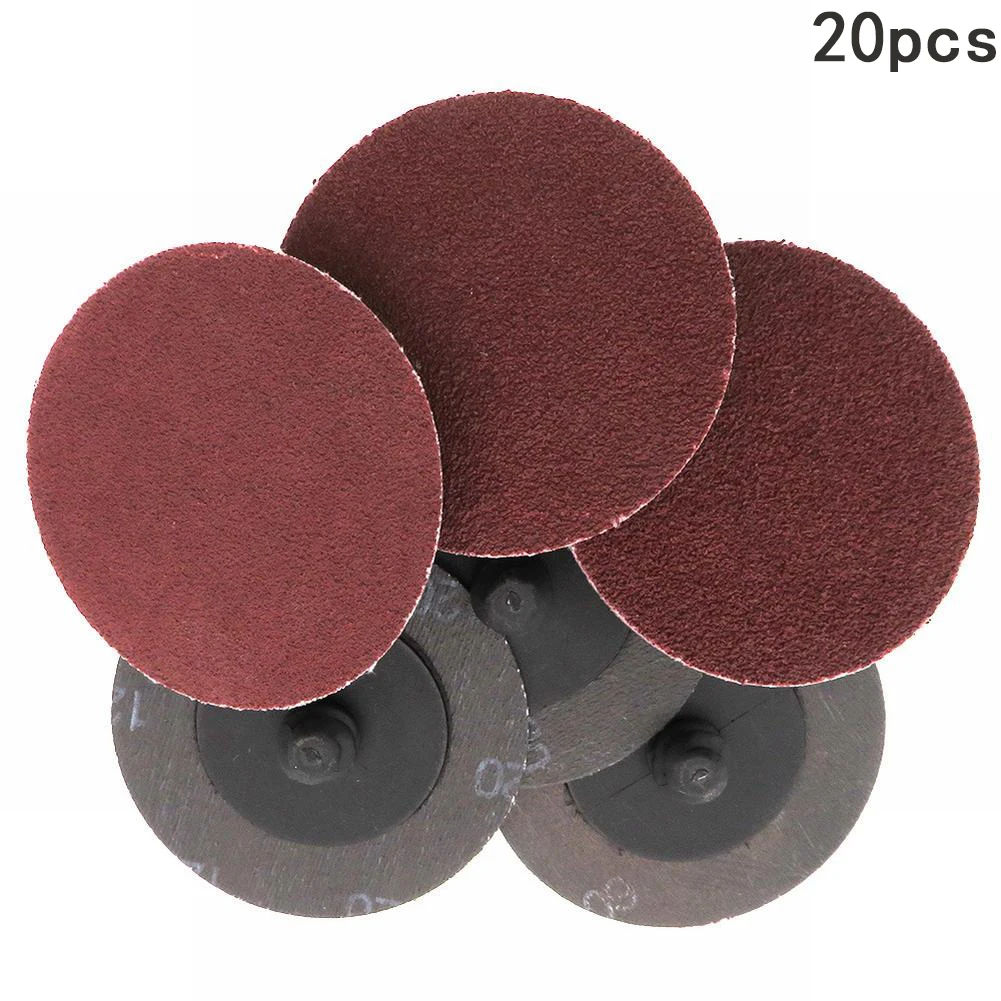 

20Pcs 50mm Sanding Disc Roll Lock R-Type Quick Change Abrasive Roll Lock Pad Power Tool 60/80/120 Grit 50mm Polishing Pad Plate