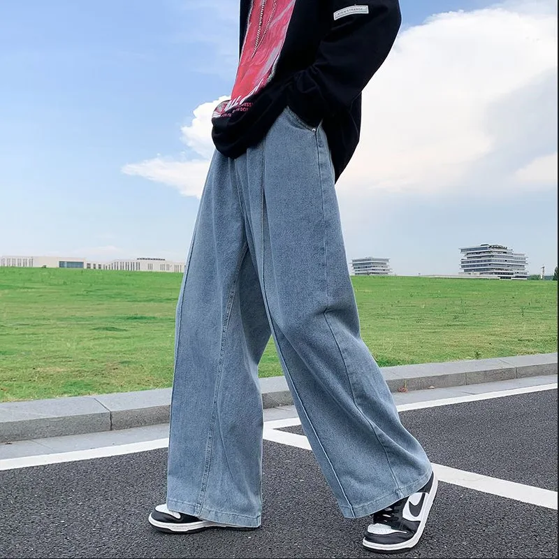 Blue Baggy Jeans Men Fashion Casual Oversized Wide Leg Jeans Mens Japanese Streetwear Hip Hop Loose Straight Denim Trousers Men