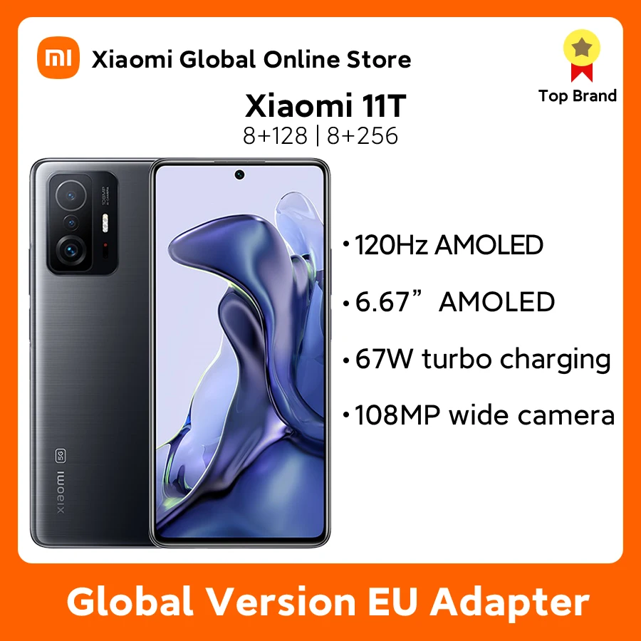 

Новинка, Смартфон Xiaomi 11T, 8 ГБ, 128 ГБ, Dimensity 1200, ультра-Восьмиядерный, камера 120 МП, 5000 Гц, адаптер, мАч