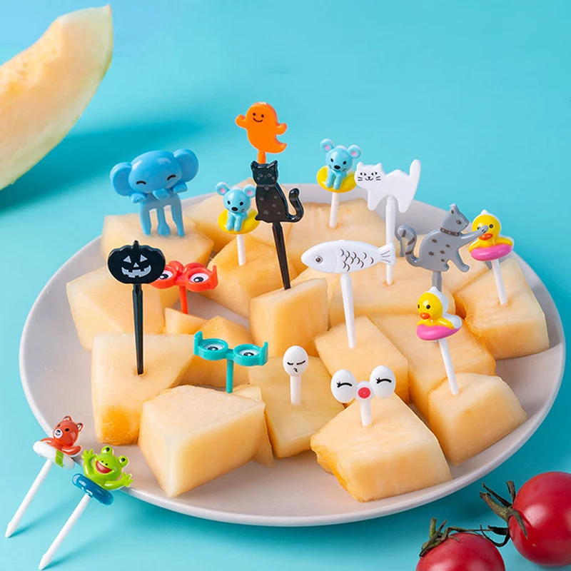 

New Practical Bento Vegetable Crockery Cute Mini toddler fruit fork Toothpicks Children's food Pick cartoon animal fruit fork
