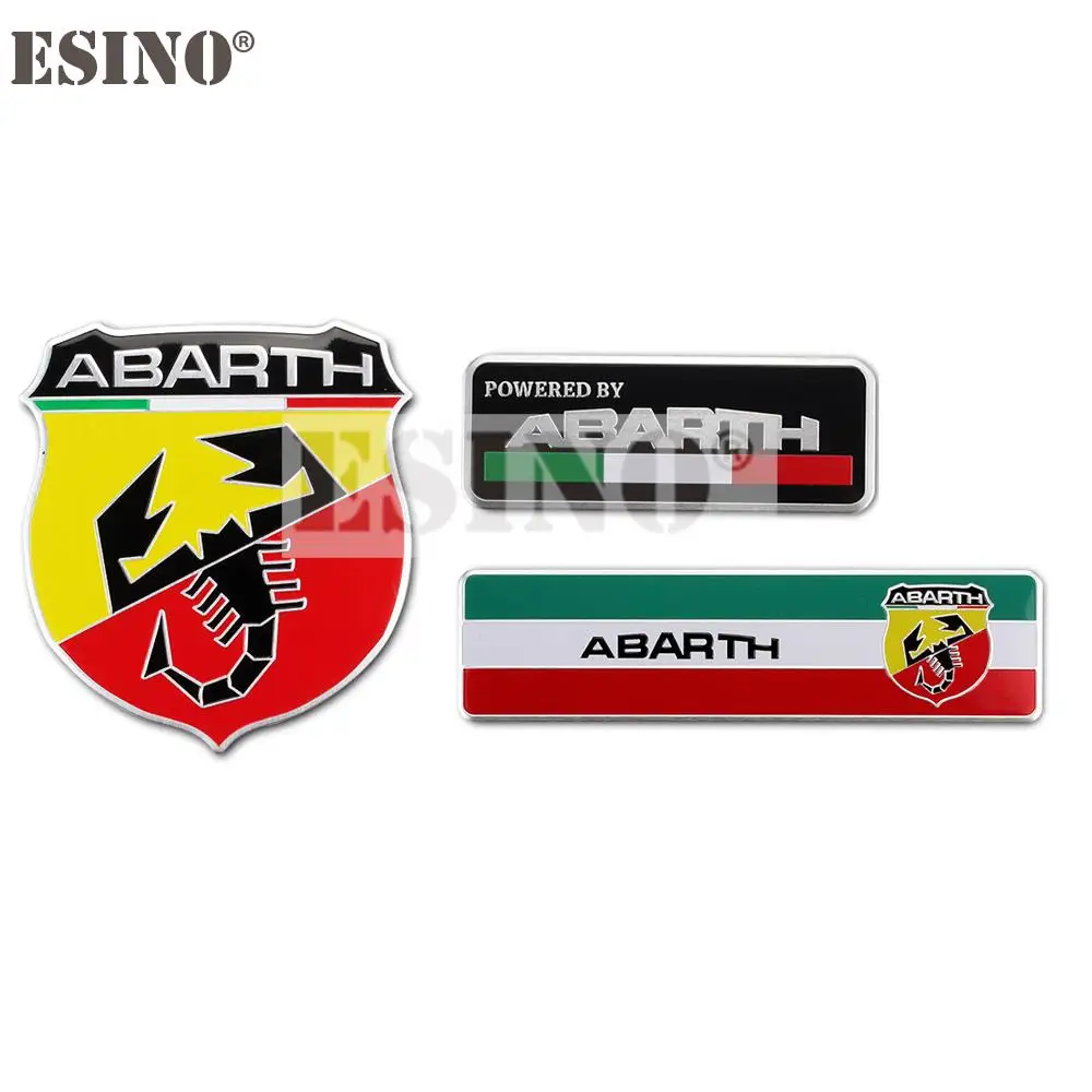 

100 x Car Styling 3D Metal Chrome Aluminium Alloy 3D Emblem Badge Sticker Decals Accessory For Fiat Abarth 500 Punto 124 131 125