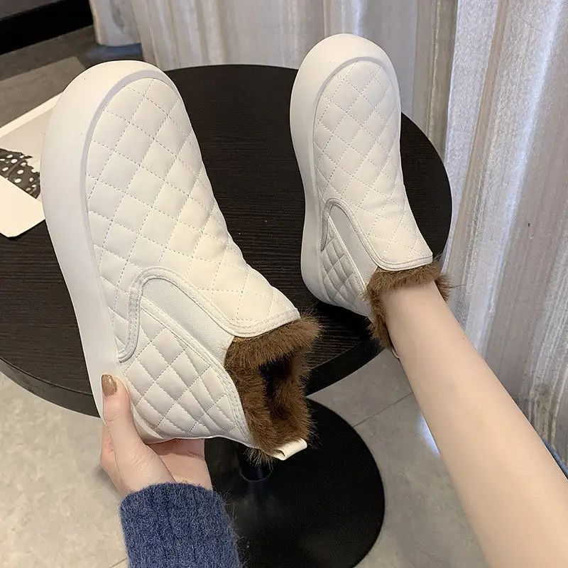 

Snow Boots Women Winter 2021 Woman Chelsea Flat Short Ankle Boots Plus Velvet Thick Waterproof Warm Cotton Shoes Botas De Mujer