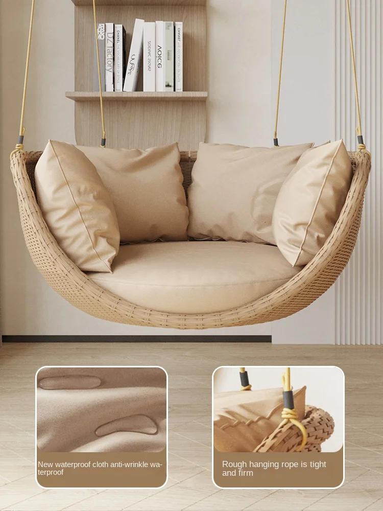 Уличное подвесное кресло-качели для дома и балкона удобное ротанговое сиденье