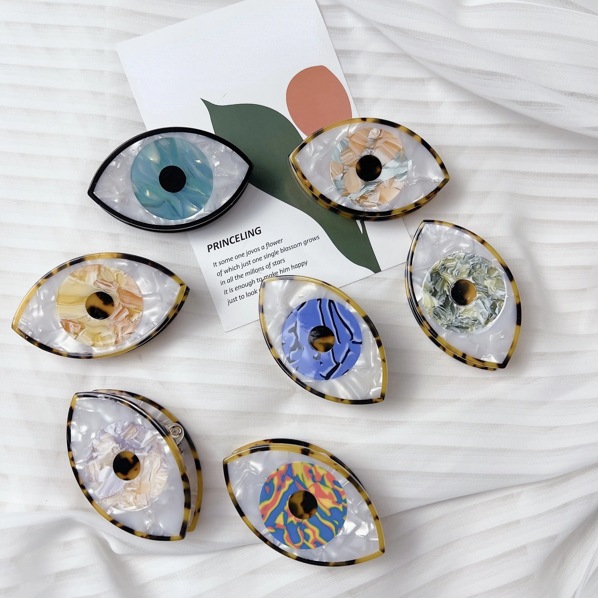 

France Bohemian Multicolor Acetate Hair Claw Clips Evil Eye Hairpin For Women Girls Trendy Wacky Hair Accessories