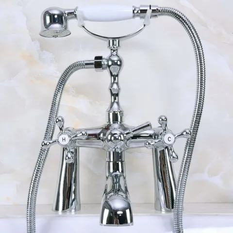 Хромированный смеситель для ванны Lna125, с креплением на раковину, с ручным душем
