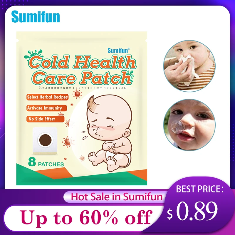 

8Pcs/bag Sumifun Cold Health Care Patch Treat Sore Throat Cough Plaster Headache Phlegm Stuffy Runny Nose Relief Chinese Sticker