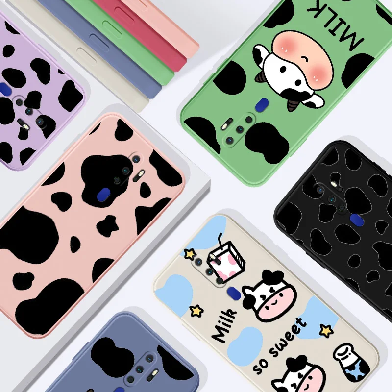 

Cow TextureFor OPPO A9 2020 A5 A15 A15S A35 A31 A32 A53 A3S 2021 Phone Case Square Silicone For OPPO A5 Soft Cover