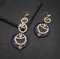 european niche design womens tassel retro hoop holiday earrings bohemia pearl pandant vintage summer jewelry