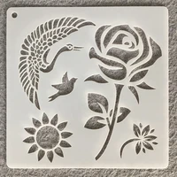 flower bird and plant theme diy wall painting stone furniture decoration hollow painting stencil plastic card making templates