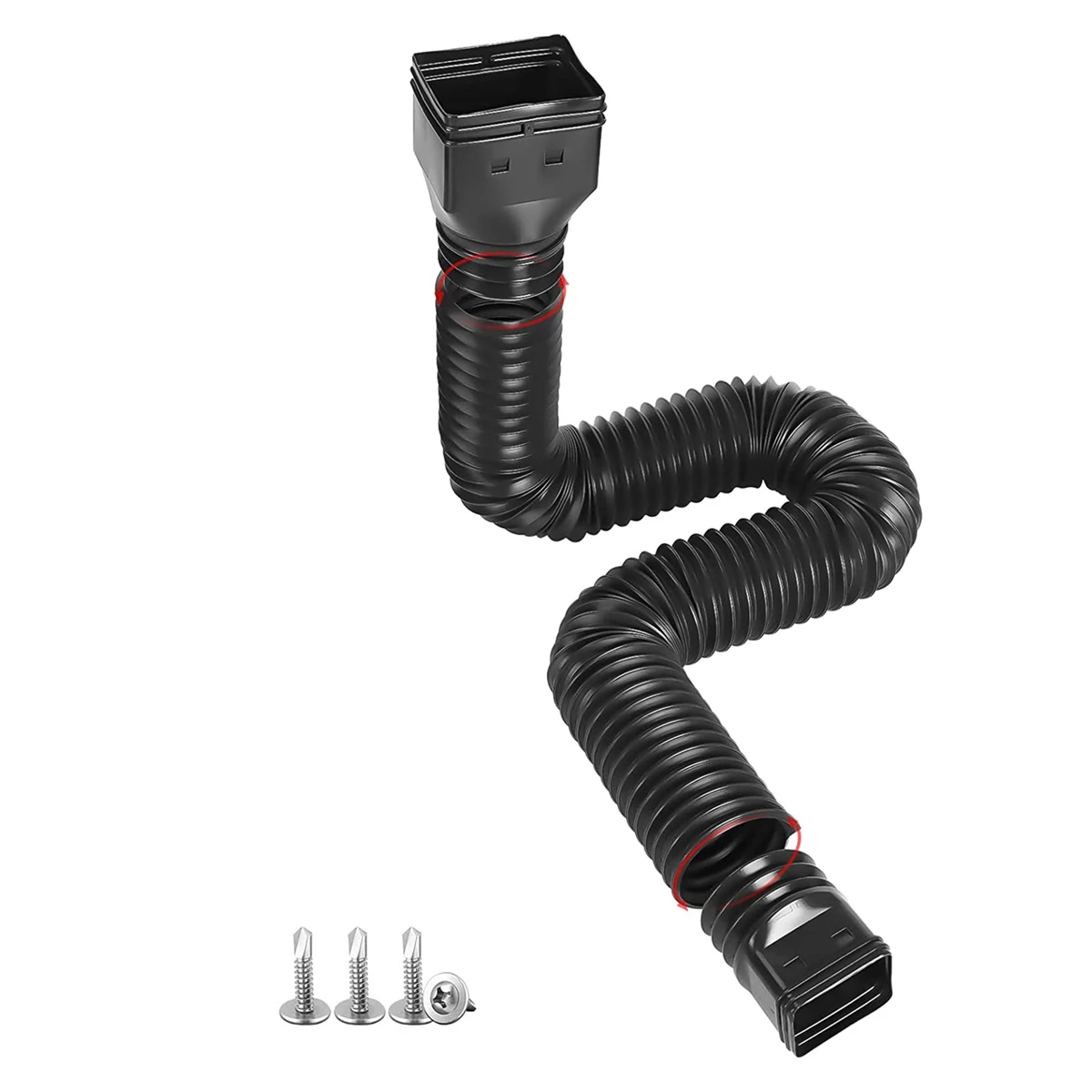 

Rain Gutter Downspout Extensions, Flexible Drain Downspout Extender Extendable From 21 to 60 Inches, Screws Black