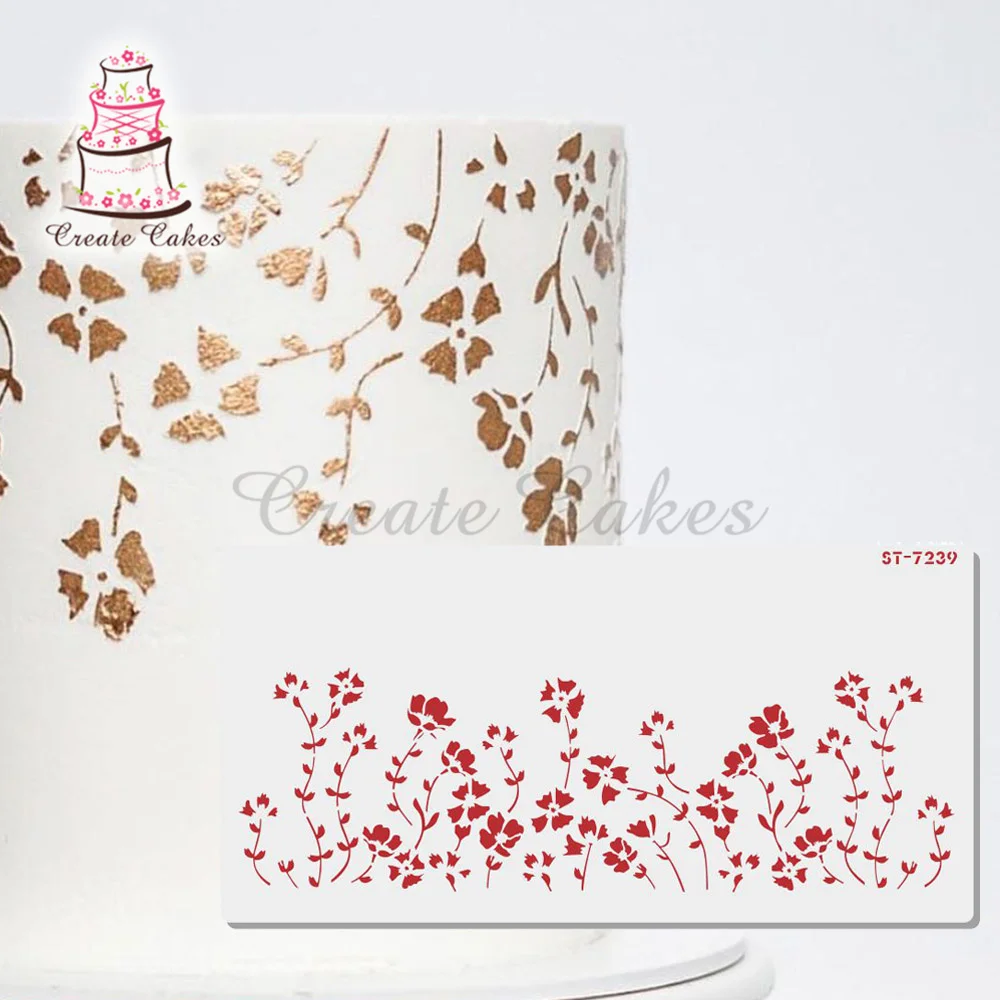 Садовый трафарет для торта Цветочная лоза свадебный торт кружевная сторона