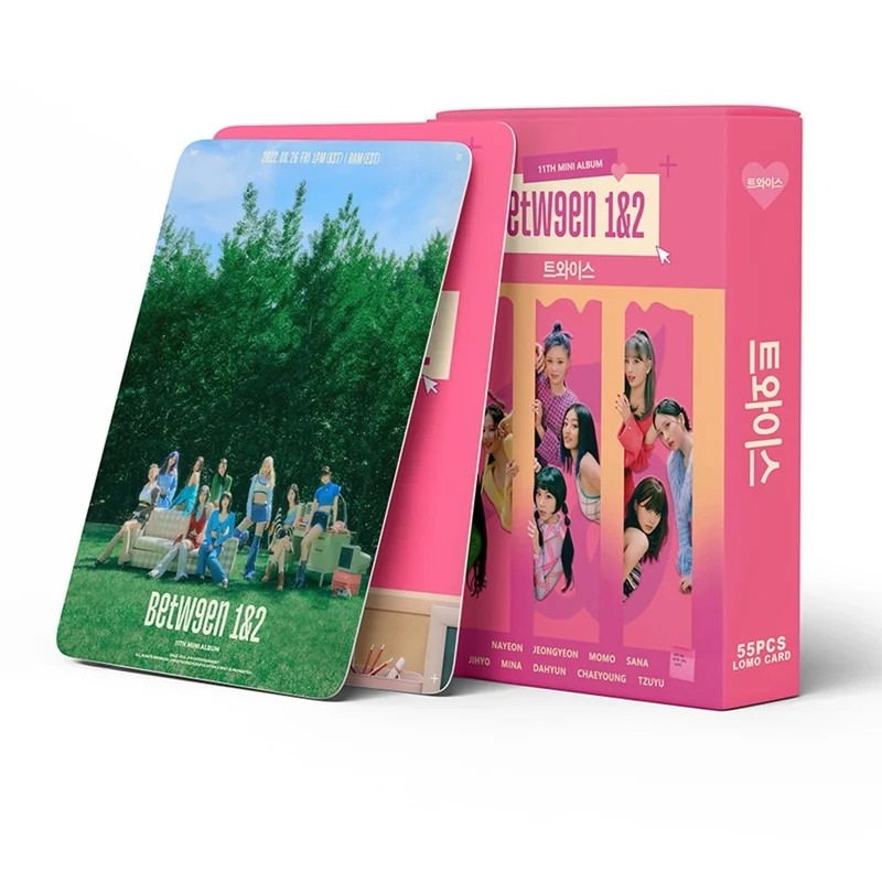 

55PCS/Set Kpop TWICE New Album Between 1&2 Lomo Card Photocard HD Printed Small Album Photo Cards For Fans Collection Postcards