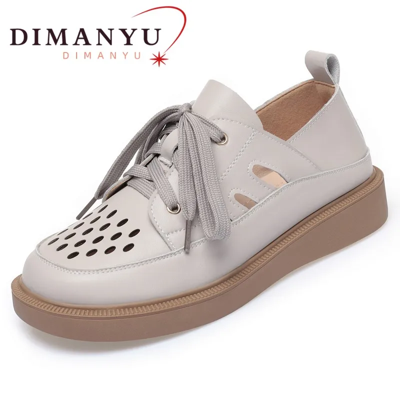 DIMANYU Skeleton Shoes Women 2023 New Genuine Leather Non Slip Lace-up Women Shoes Breathable Large Size 41 42 43 Women's Shoes