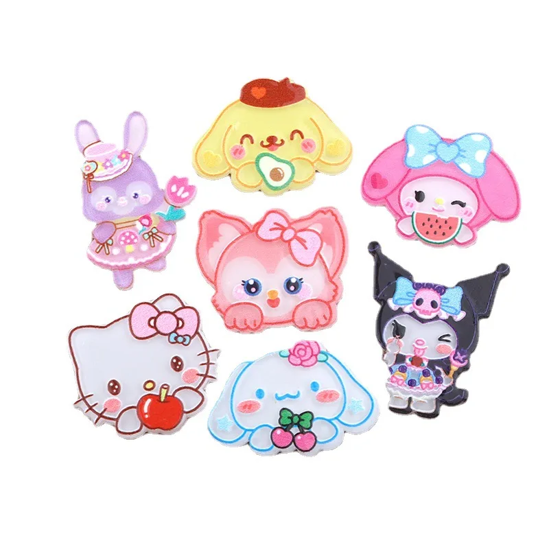 

SANRIO Acrylic Figure Cinnamoroll Melody Hello Kitty DIY Sticker Bag Ornaments Pendants Children Hair Brooch Accessories