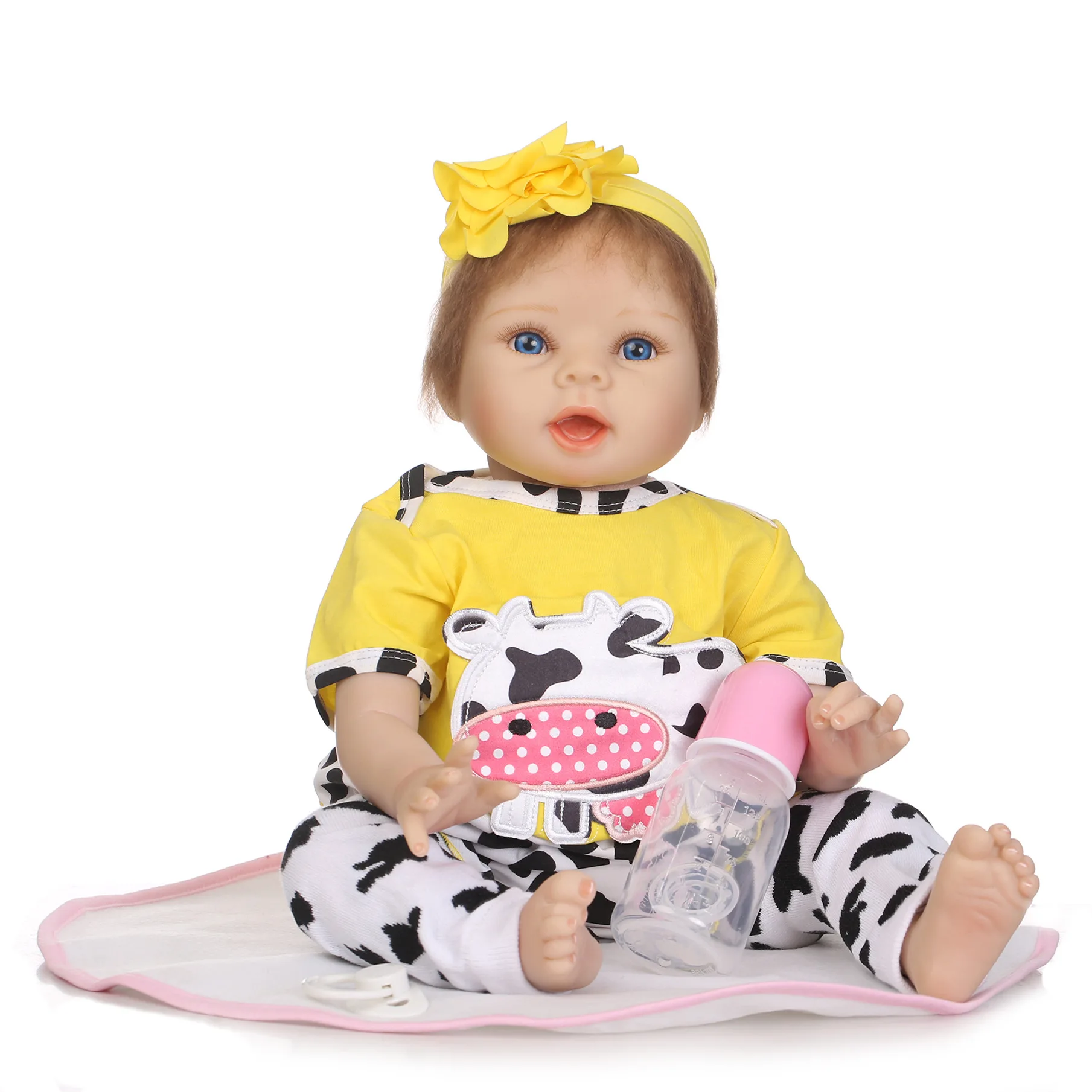 

55cm Bebe Reborn Toys 1/3 Silicone Reborn Baby Doll Cute Lifelike Simulation Dolls For Girls Blue Eyes Cotton Body Children Gift