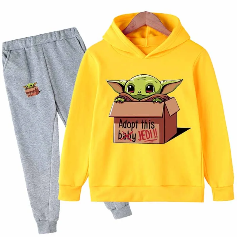 

New Baby Boys/Girls Clothing Sets Yoda Mandalorian Sport Suit Set Fashion Kids Yoda Print Hoodies+Pants Suit Toddler Tracksuit