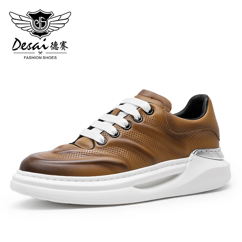 Высококачественные повседневные Дизайнерские кроссовки DESAI из натуральной кожи