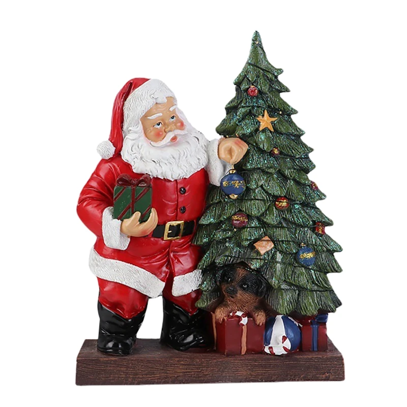 

1 шт. скульптура санта клауса, Рождественская кукла, статуэтка орнамента из смолы, праздничное новогоднее украшение для стола на Рождество