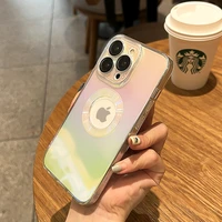 luxury gradient aurora logo hole case for iphone 13 pro max shockproof camera protect cover for iphone 12 11 x xr xs max