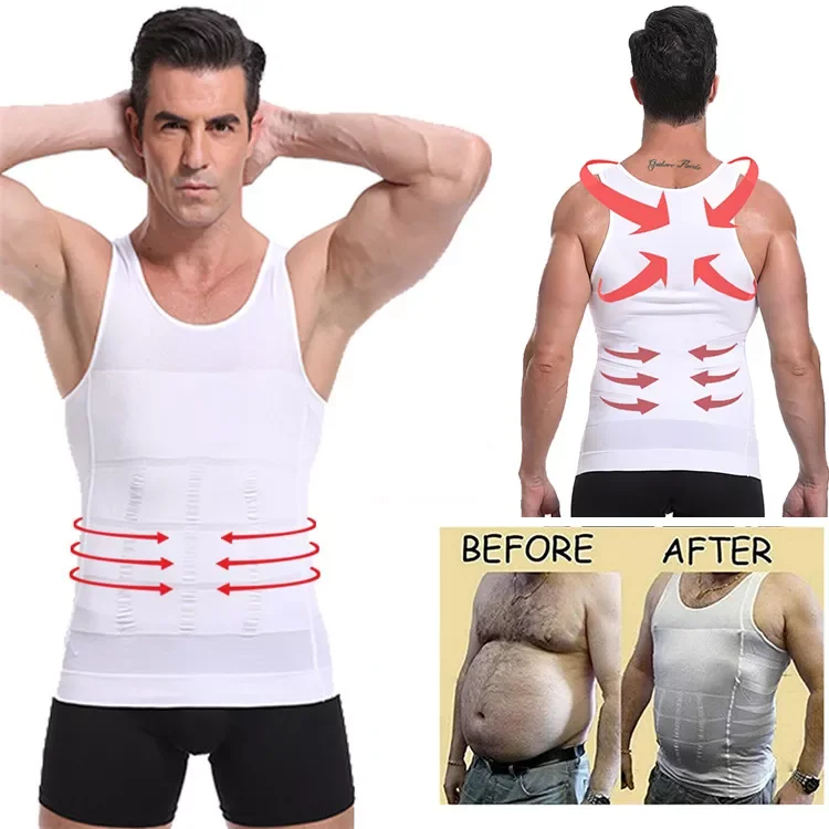 

Compression Abdomen Tummy Belly Control Slim Waist Cincher Underwear Sports Vest Men's Slimming Body Shapewear Corset Vest Shirt