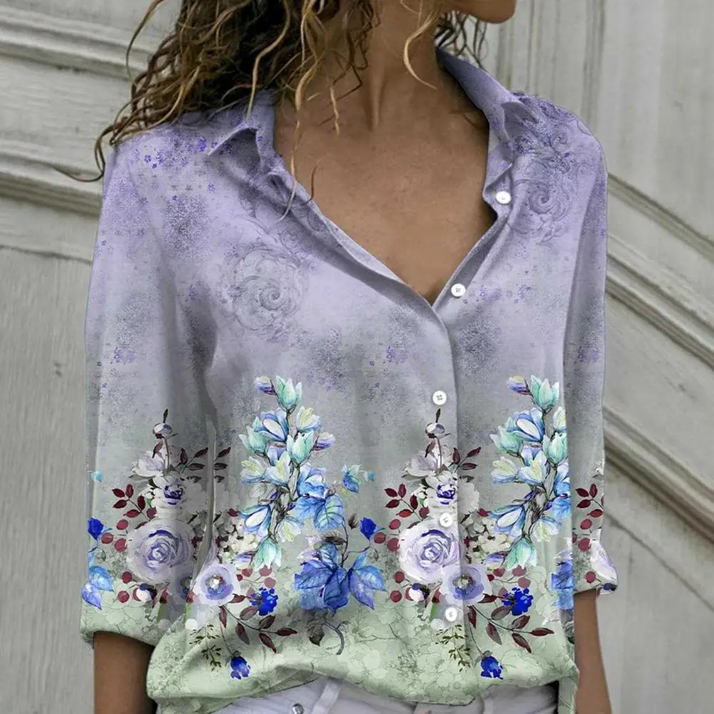 

Shirt Blouse Chic Trendy Printing Wear Resistant Casual Shirt for Office Lady Shirt Casual Shirt