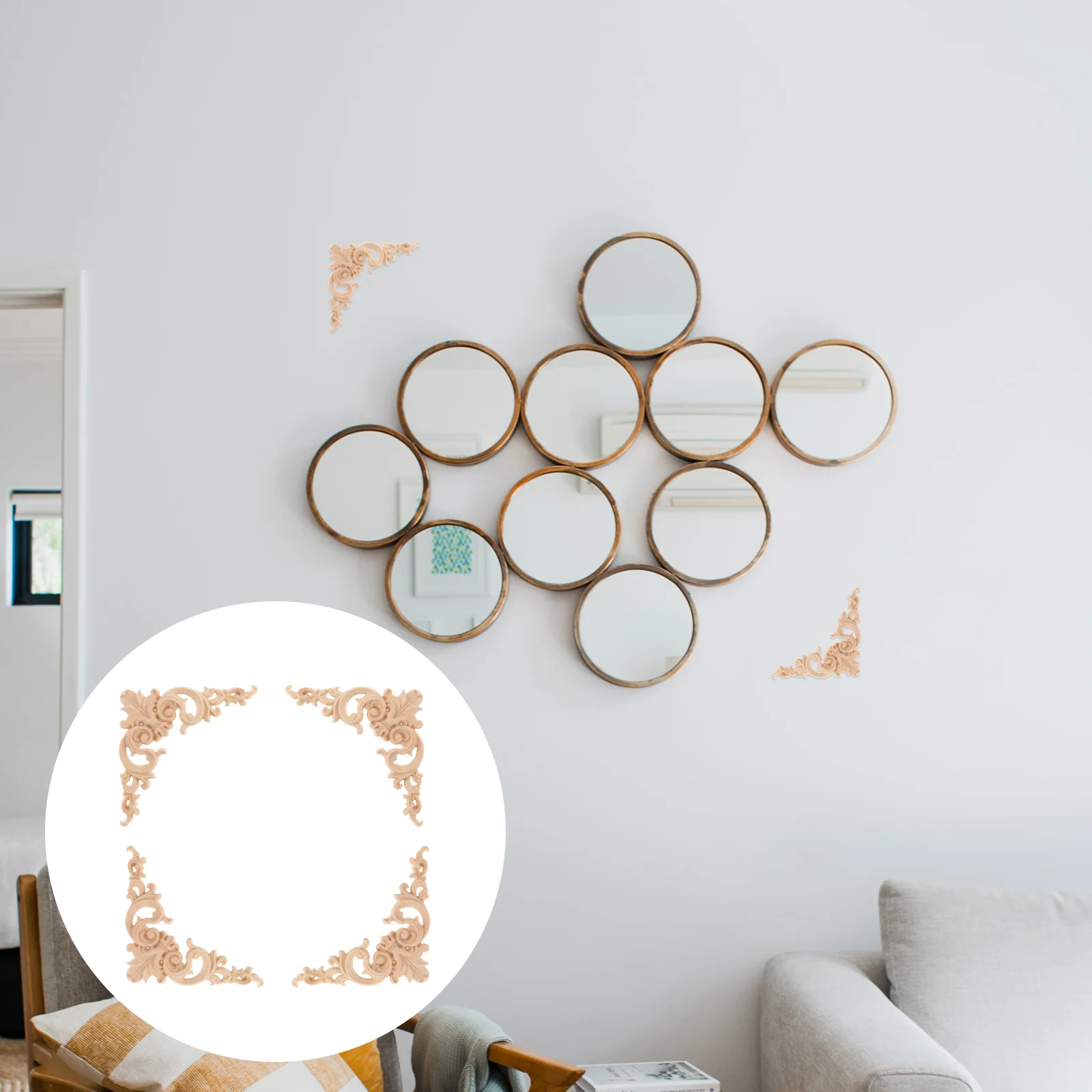 

Wood Applique Onlay Corner Carved Appliques Furniture Frame Wooden Wall Decorative Cabinet Onlays Decal Decorations Carving