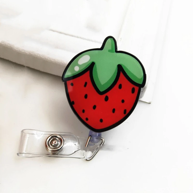

Fruit Acrylic Retractable Badge Reel for Staff Nurse ID Name Badge Clip Exhibition Pass Bus Card Clip Chest Tag Accessories Clip