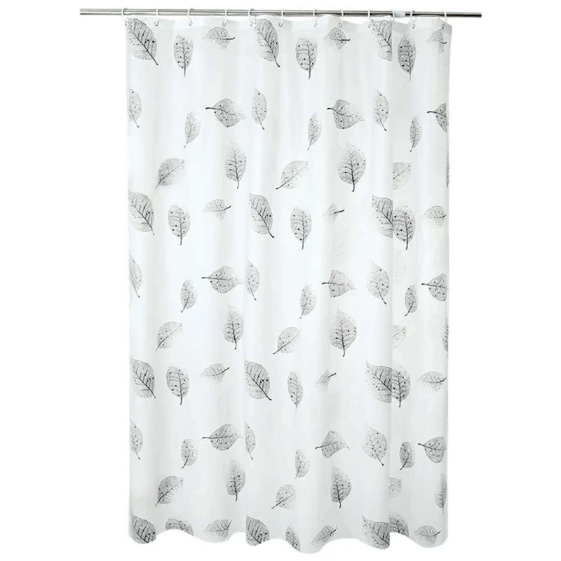 

HOT Shower Curtain White Black Leaf Waterproof Mildewproof Translucent Thicker PEVA Curtain For Bathroom Shower Room