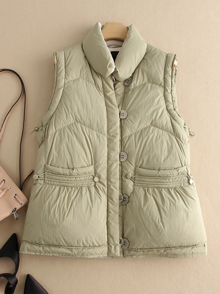 

SEDUTMO Winter Feather Duck Down Vest Jacket Women Warm Ultra Light Quilted Short Basic Oversize Casual Waistcoat ED2009