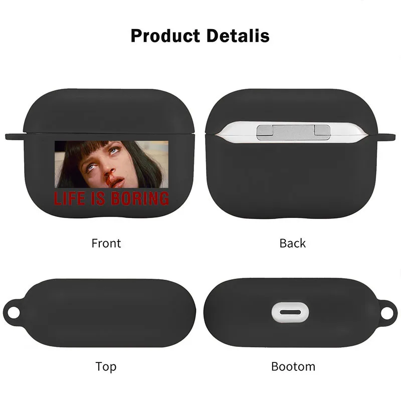 Pulp Fiction Funny Earphone Case for Airpods 3rd Gen Mia Wallace Ulzzang Case Soft Black Heaphone Cover for Airpods 1 2 Pro Bag images - 6