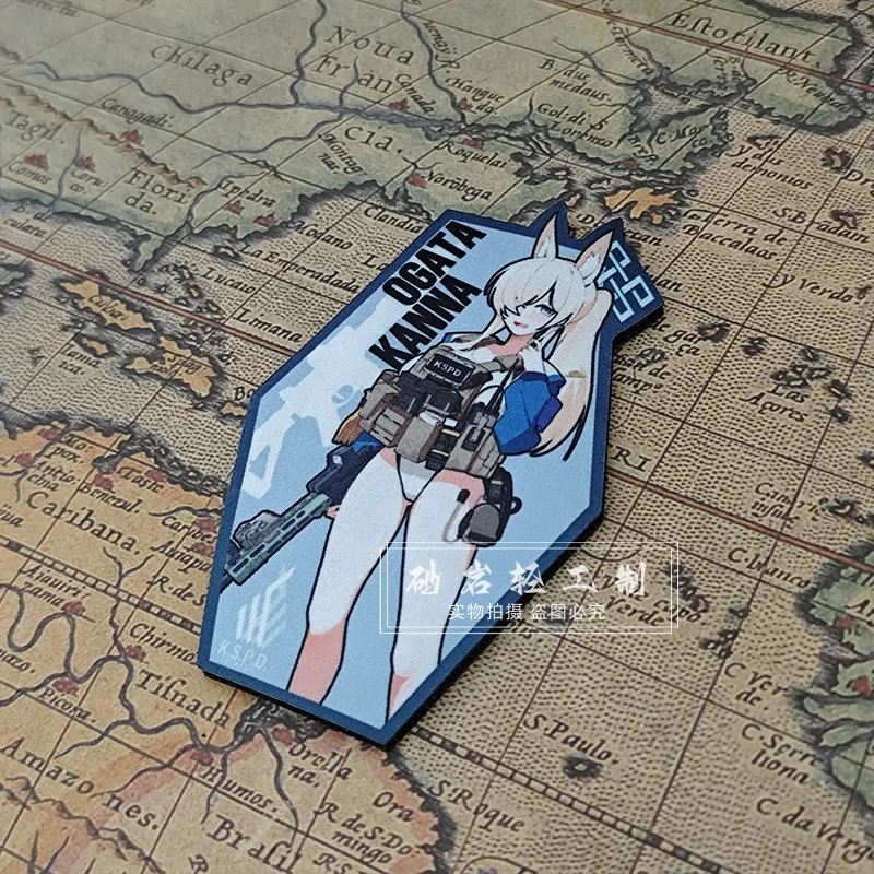 Голубая архивная Кана нашивки с крючками и петлями для одежды стикер в стиле