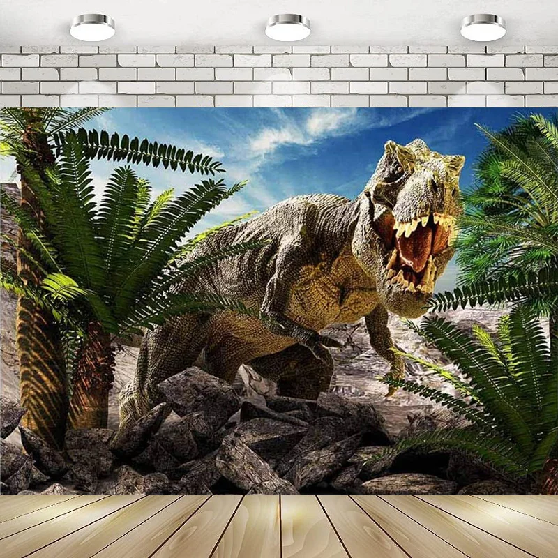 

Фон для фотосъемки с динозаврами, тропическими джунглями