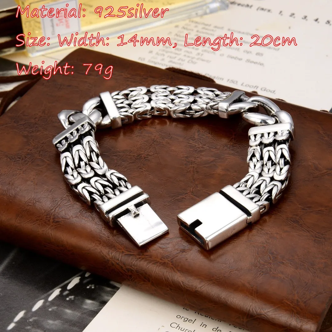 S925 Стерлинговое Серебро Ретро этнический стиль Многоэлементный Танк Серебряная