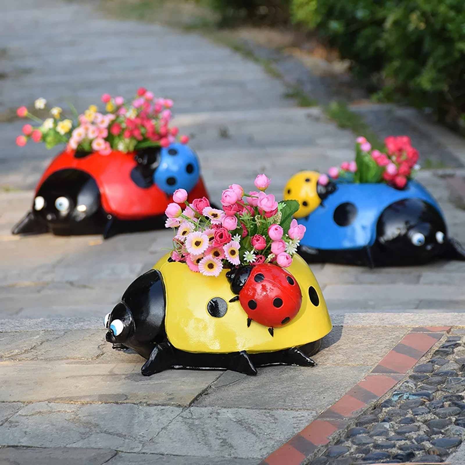 

Ladybugs Flower Pot Garden Decoration Sketches Simulation Animal Succulent Plant Container Outdoor Planter Garden Decorations