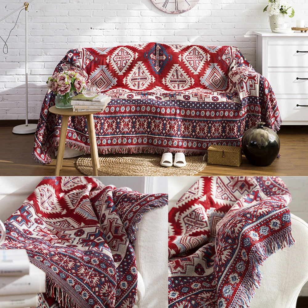 

Плед для дивана, плед, хлопковая нить, вязаное одеяло с кисточкой, декоративное покрывало в стиле бохо для кровати, дорожный ковер, одеяло дл...