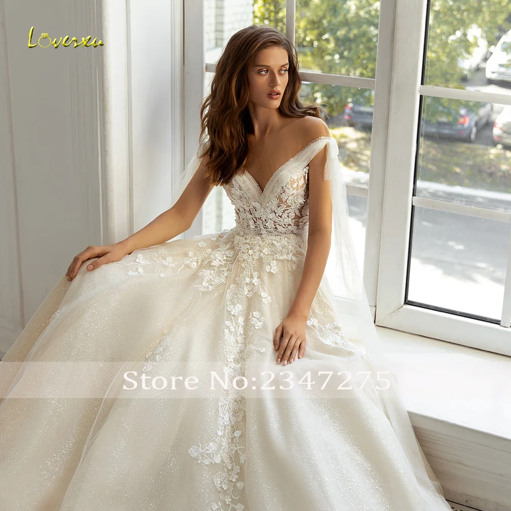 Женское свадебное платье Loverxu ТРАПЕЦИЕВИДНОЕ ПЛАТЬЕ С V-образным вырезом и