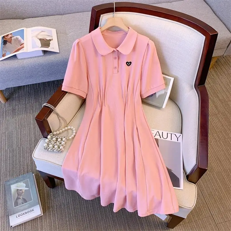 Летние женские элегантные платья-миди хлопковые повседневные платья-поло с