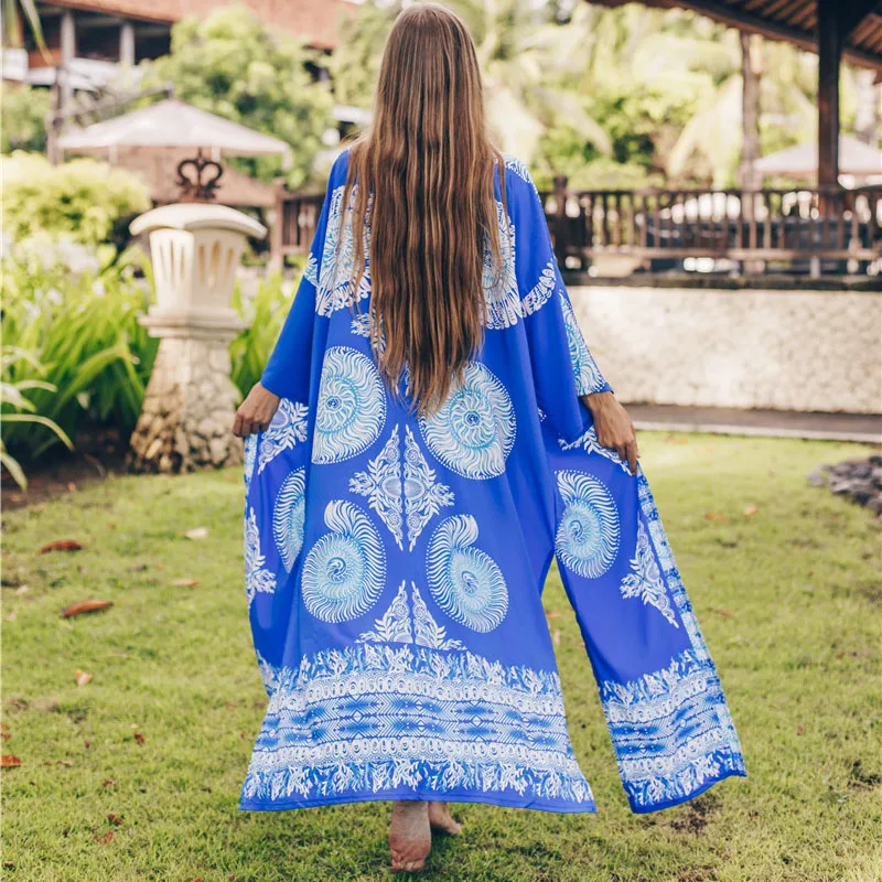 

Пляжная накидка с длинным принтом, парео для пляжа, женская пляжная одежда, бикини, накидка, Пляжная туника, саронг