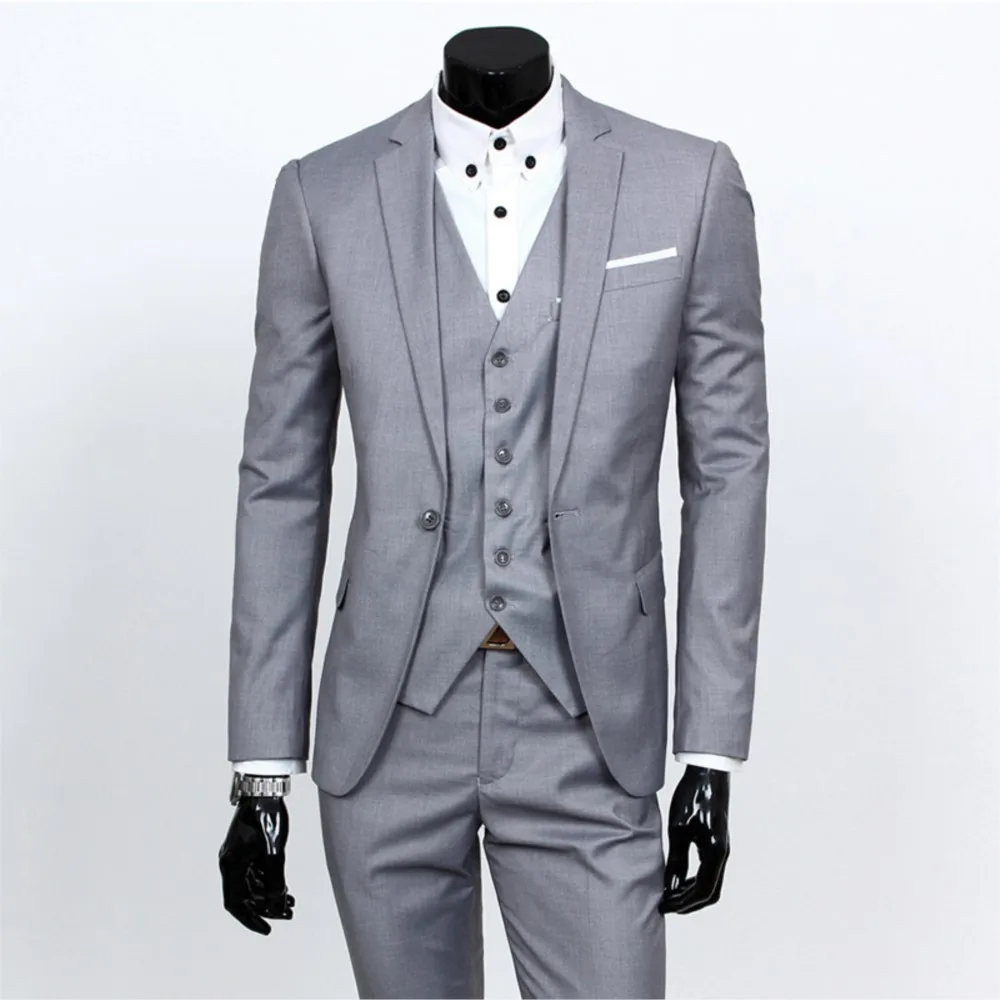 2022 New Men Suits One-Buckle Brand Suits Jacket Formal Dress Men Suit Set Men Wedding Suits Groom Tuxedos (Jacket+Pants+Vest)